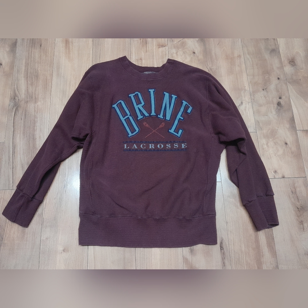 USA Made 90's BRINE LACROSSE Reverse Weave Sweatshirt 100% Cotton Men’s Large..